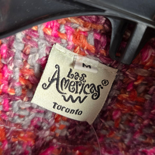 Vintage Las Americas Toronto Pink Multicolor Boucle Tweed Jacket, Size M