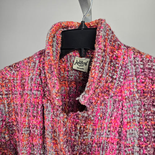 Vintage Las Americas Toronto Pink Multicolor Boucle Tweed Jacket, Size M