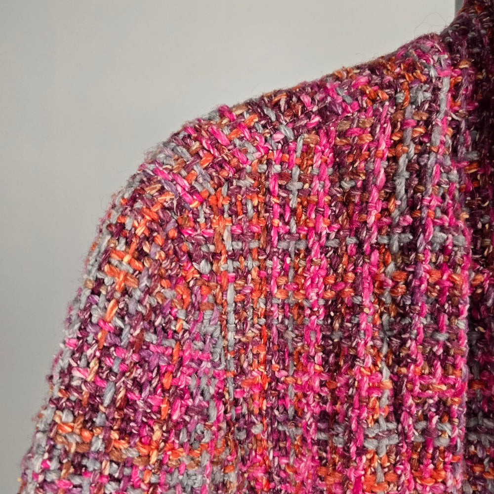 Vintage Las Americas Toronto Pink Multicolor Boucle Tweed Jacket, Size M