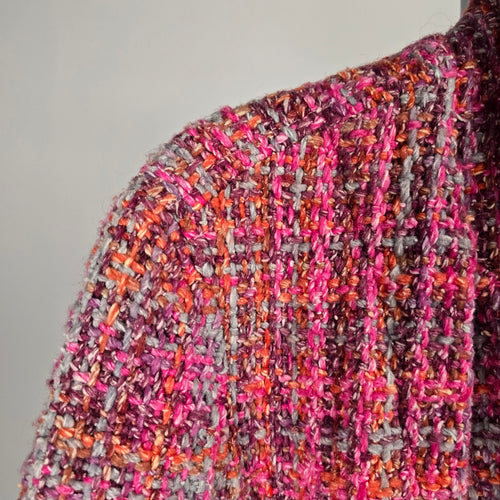 Vintage Las Americas Toronto Pink Multicolor Boucle Tweed Jacket, Size M
