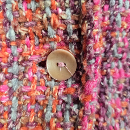 Vintage Las Americas Toronto Pink Multicolor Boucle Tweed Jacket, Size M