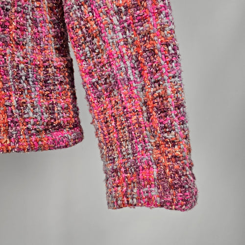 Vintage Las Americas Toronto Pink Multicolor Boucle Tweed Jacket, Size M
