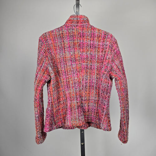 Vintage Las Americas Toronto Pink Multicolor Boucle Tweed Jacket, Size M