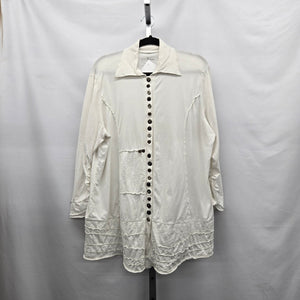 Neon Buddha White Cotton Button-Front Jacket Size 1X