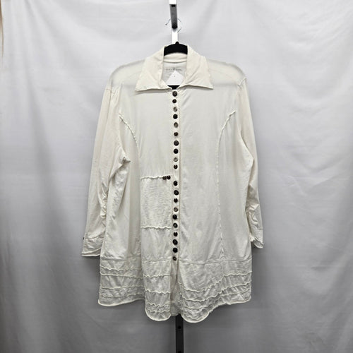 Neon Buddha White Cotton Button-Front Jacket Size 1X