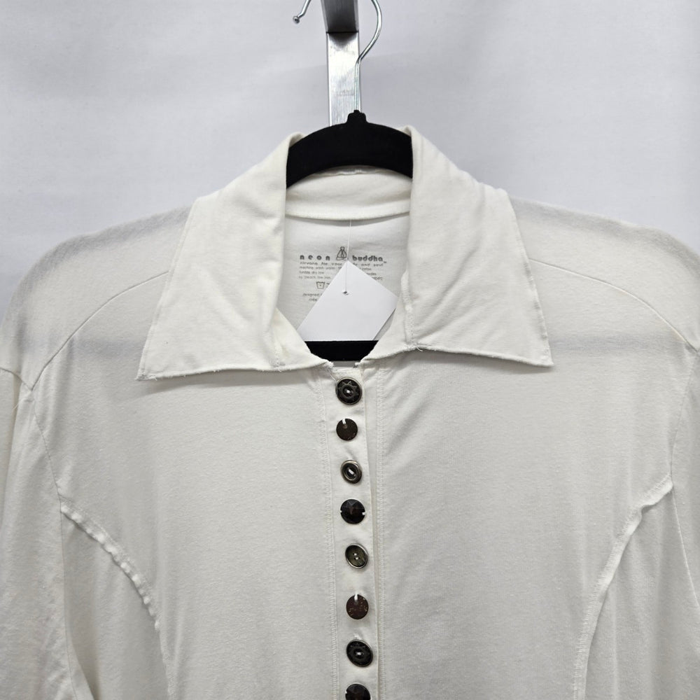 Neon Buddha White Cotton Button-Front Jacket Size 1X