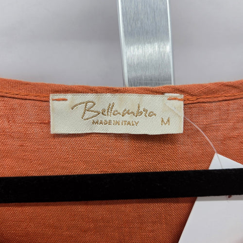 Bellaambra Made in Italy Linen Rust Orange Balloon Sleeve Top Size M