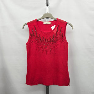 Beta’s Choice Red Embellished Sleeveless Knit Top - Size M