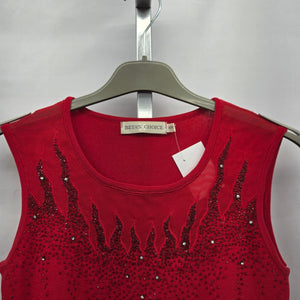 Beta’s Choice Red Embellished Sleeveless Knit Top - Size M