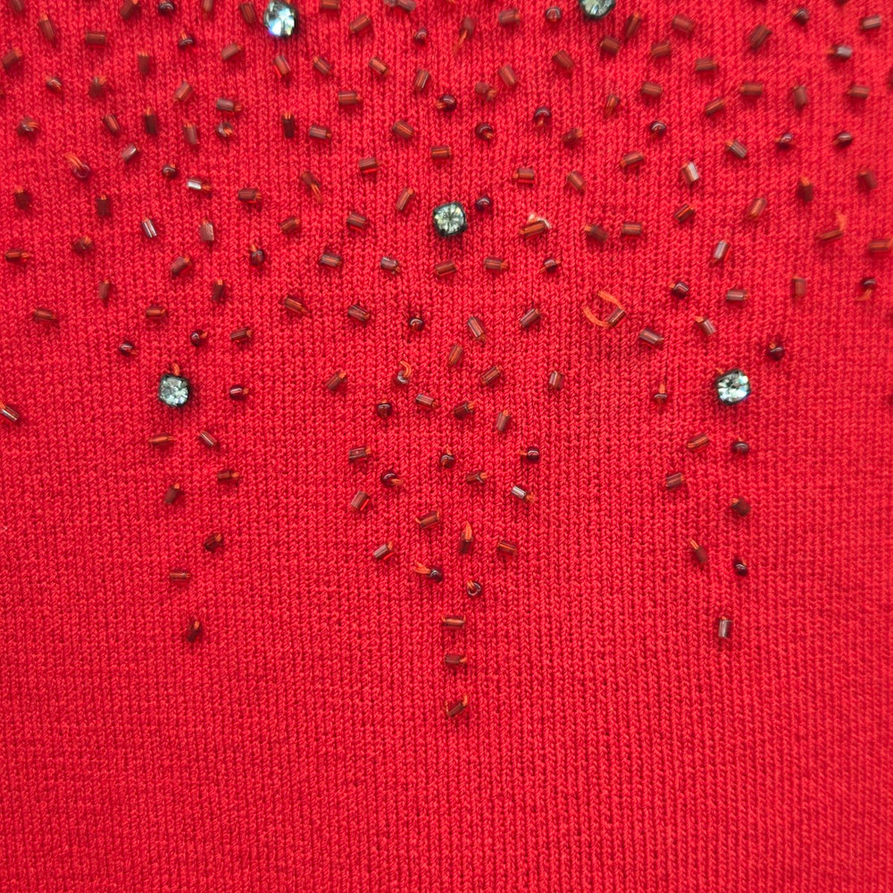 Beta’s Choice Red Embellished Sleeveless Knit Top - Size M