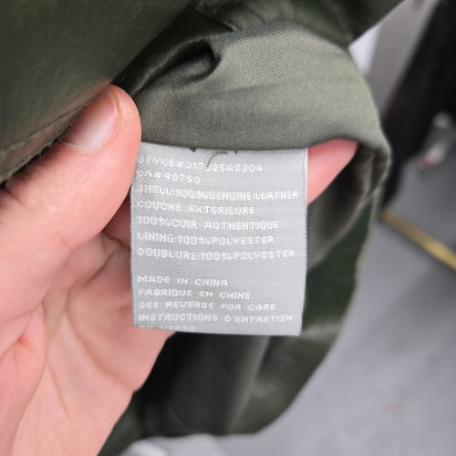 Guillaume Dark Green Leather Zip Front Jacket Size L/XL