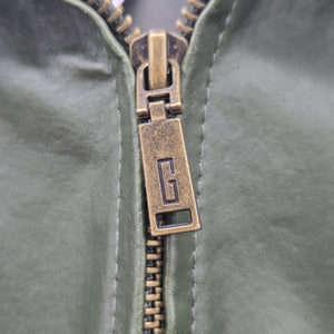 Guillaume Dark Green Leather Zip Front Jacket Size L/XL