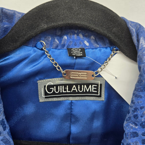 Guillaume Royal Blue Croc-Embossed Genuine Leather Jacket Size M