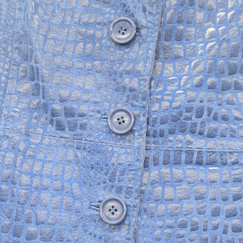 Guillaume Royal Blue Croc-Embossed Genuine Leather Jacket Size M
