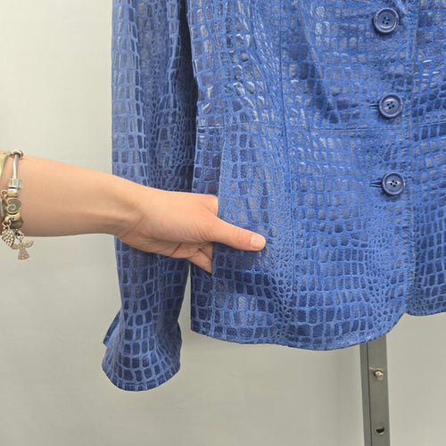 Guillaume Royal Blue Croc-Embossed Genuine Leather Jacket Size M