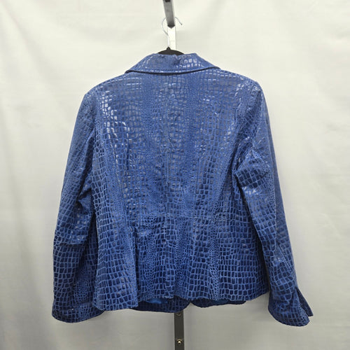 Guillaume Royal Blue Croc-Embossed Genuine Leather Jacket Size M