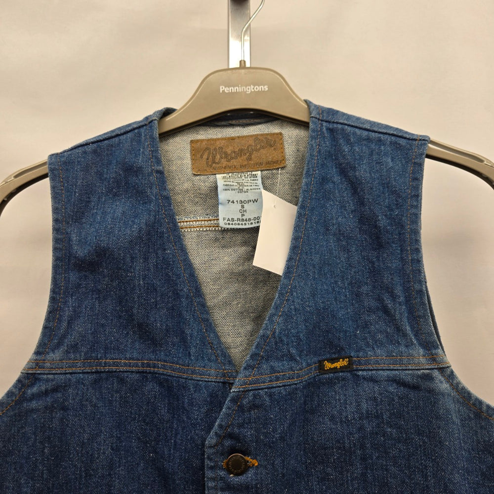 Vintage Wrangler Blue Denim Western Vest Size S