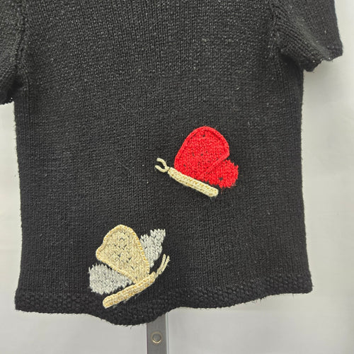 Vintage Butterfly Knit Top Black & Red- M