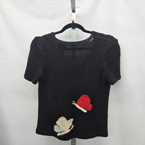 Vintage Butterfly Knit Top Black & Red- M