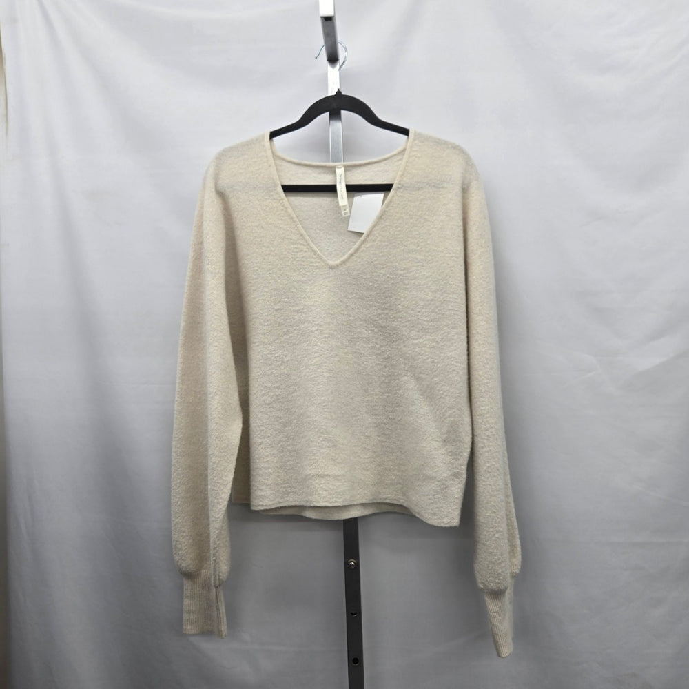 Babaton 100% Merino Wool V-Neck Long Sleeve Sweater – Cream, Size M