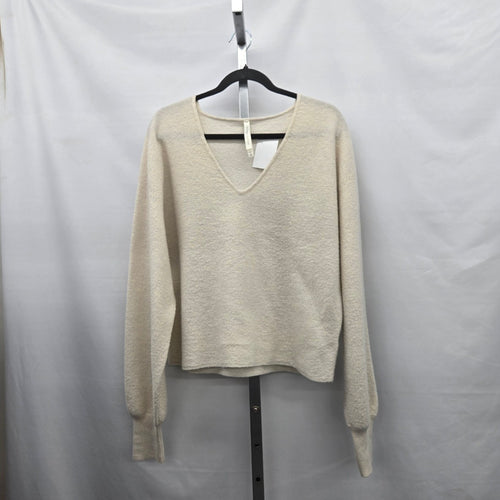 Babaton 100% Merino Wool V-Neck Long Sleeve Sweater – Cream, Size M