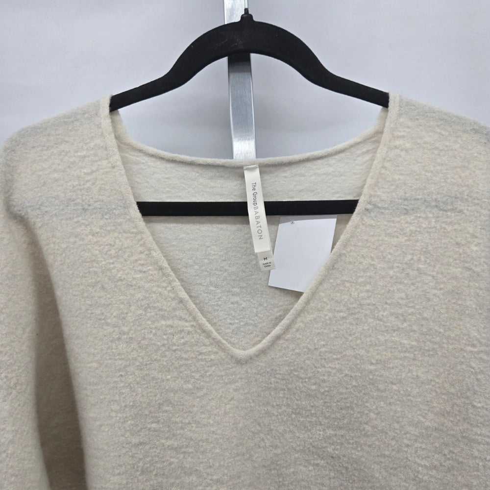 Babaton 100% Merino Wool V-Neck Long Sleeve Sweater – Cream, Size M