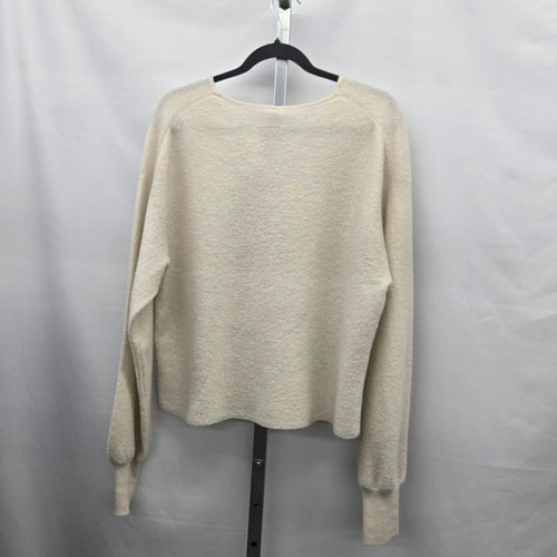Babaton 100% Merino Wool V-Neck Long Sleeve Sweater – Cream, Size M