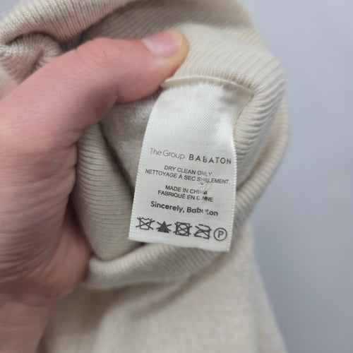 Babaton 100% Merino Wool Beige Knit Midi Skirt Size M
