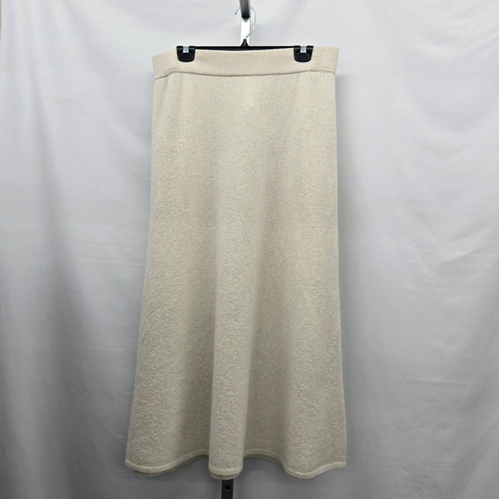 Babaton 100% Merino Wool Beige Knit Midi Skirt Size M