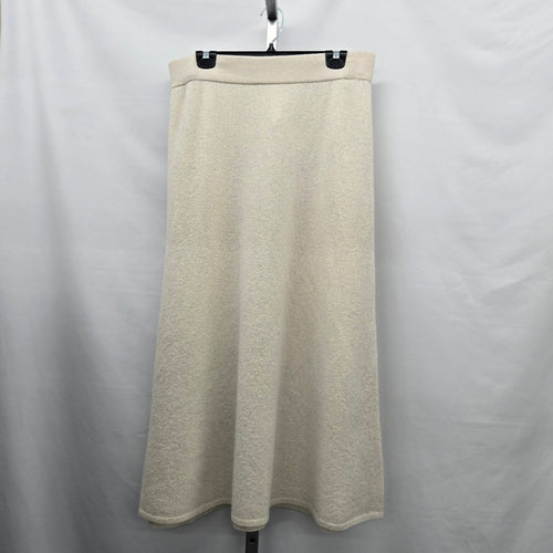 Babaton 100% Merino Wool Beige Knit Midi Skirt Size M