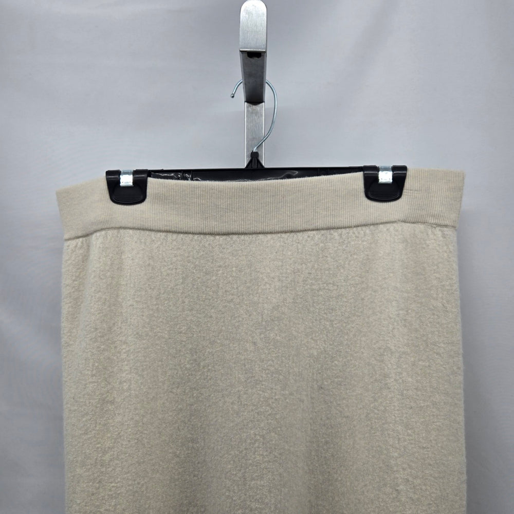 Babaton 100% Merino Wool Beige Knit Midi Skirt Size M