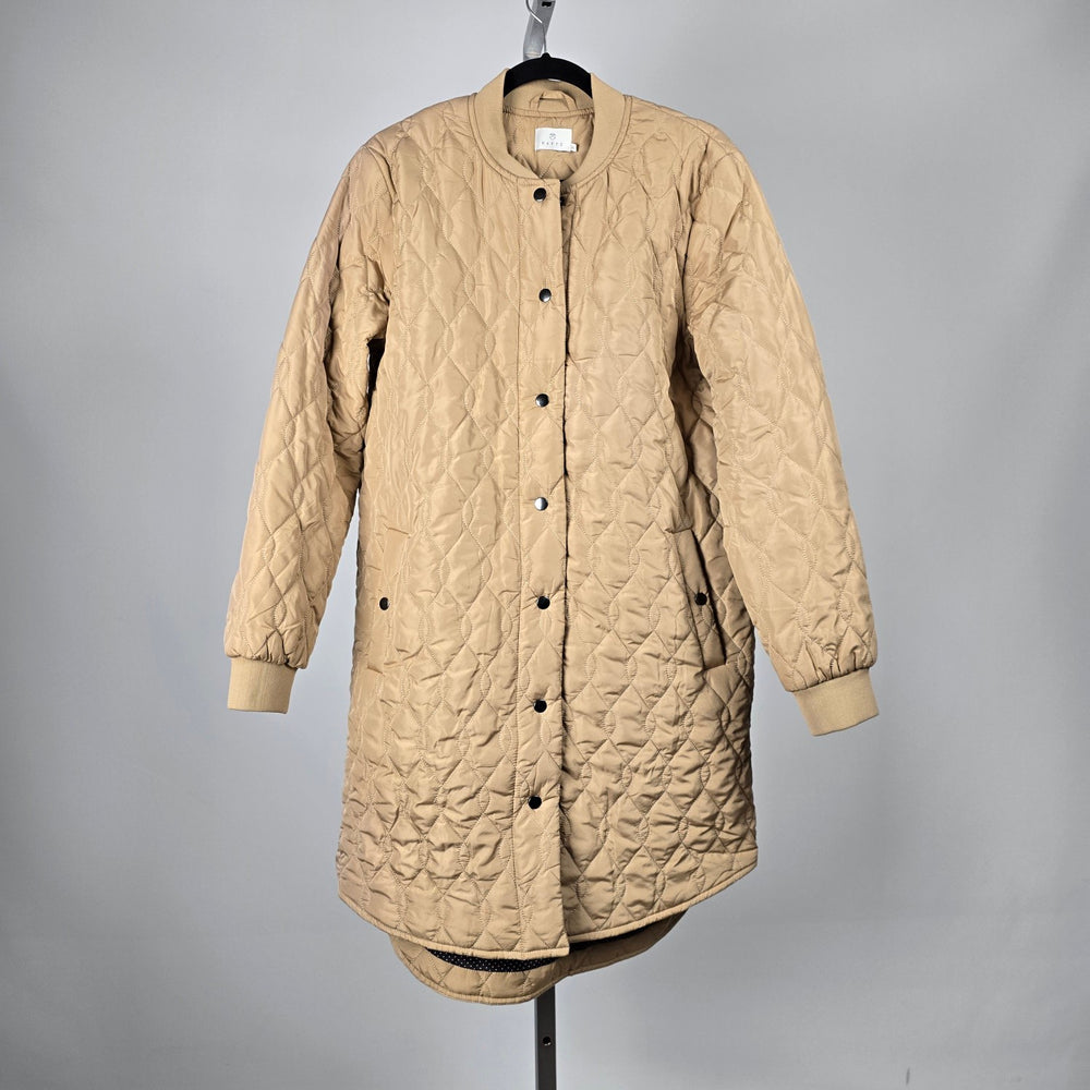 KAFFE Quilted Longline Outerwear Jacket Beige - Size 12