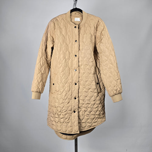 KAFFE Quilted Longline Outerwear Jacket Beige - Size 12