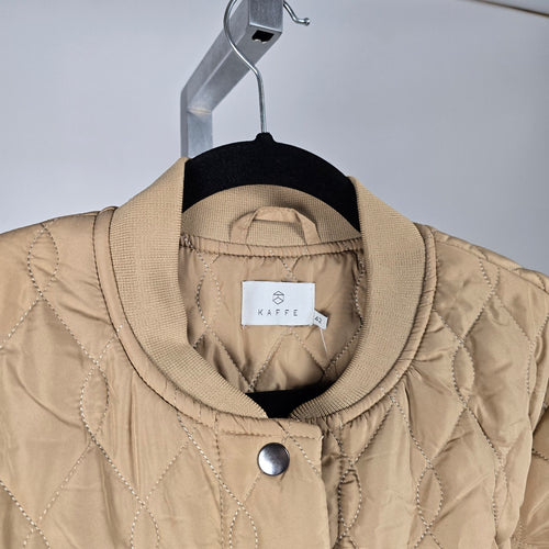 KAFFE Quilted Longline Outerwear Jacket Beige - Size 12