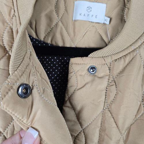 KAFFE Quilted Longline Outerwear Jacket Beige - Size 12