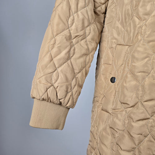 KAFFE Quilted Longline Outerwear Jacket Beige - Size 12