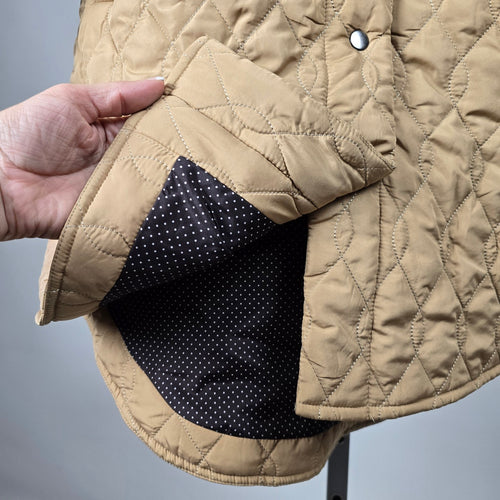 KAFFE Quilted Longline Outerwear Jacket Beige - Size 12