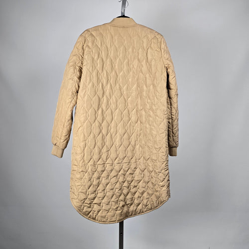 KAFFE Quilted Longline Outerwear Jacket Beige - Size 12