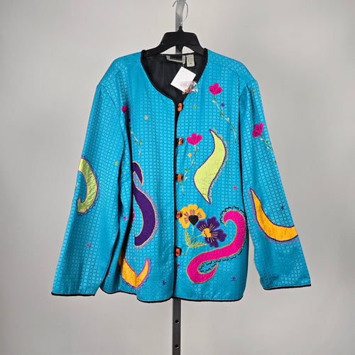 Maggie Barnes Embroidered Turquoise Jacket - Size 2X