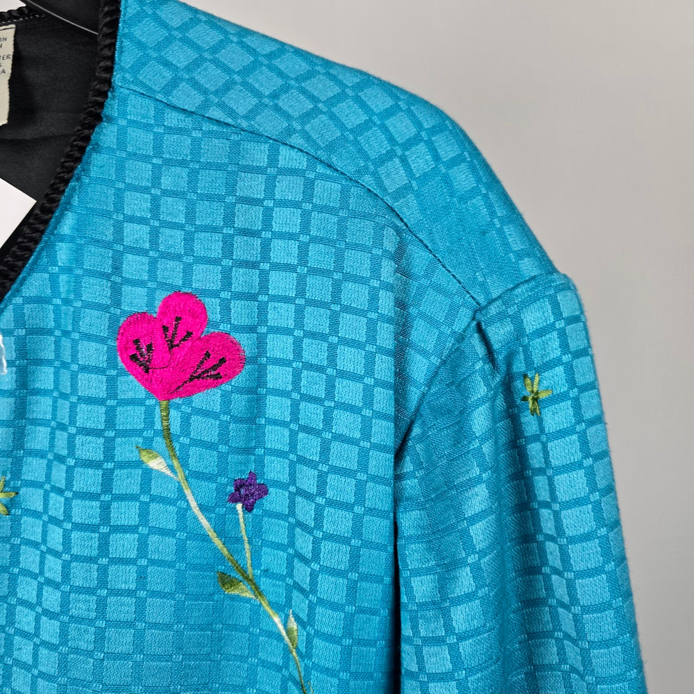 Maggie Barnes Embroidered Turquoise Jacket - Size 2X