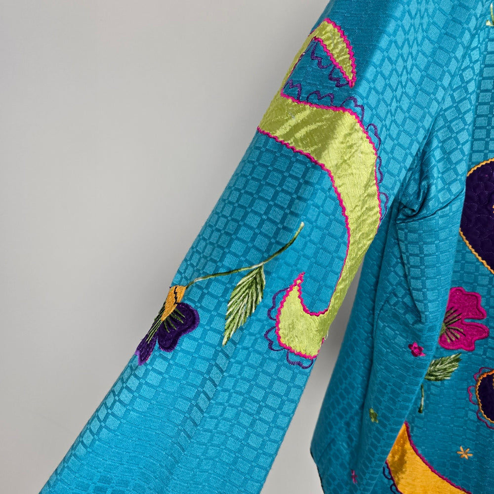 Maggie Barnes Embroidered Turquoise Jacket - Size 2X