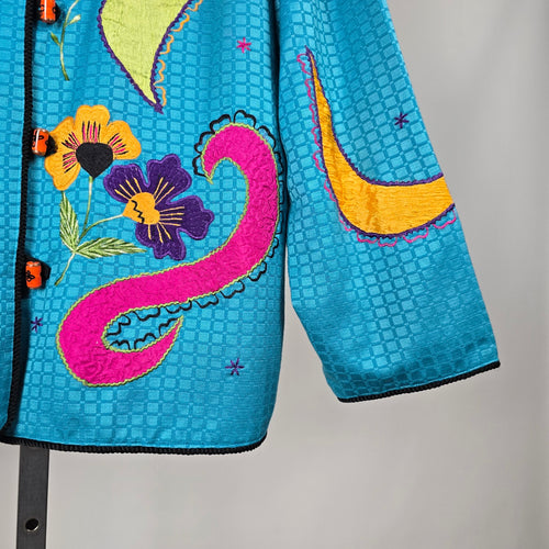 Maggie Barnes Embroidered Turquoise Jacket - Size 2X