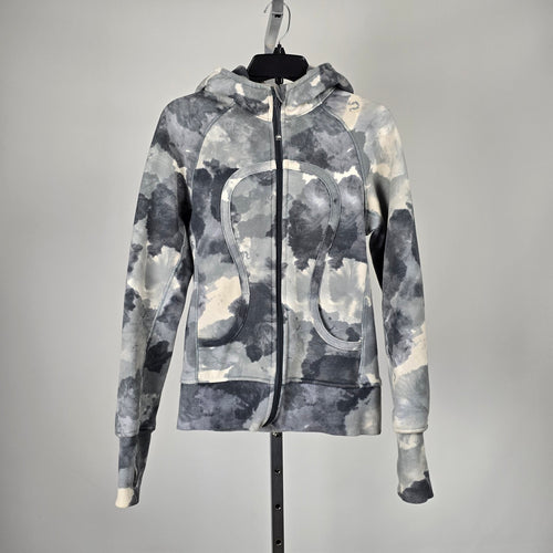 Lululemon Gray White Tie-Dye Full-Zip Hoodie - Size 6