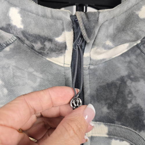 Lululemon Gray White Tie-Dye Full-Zip Hoodie - Size 6
