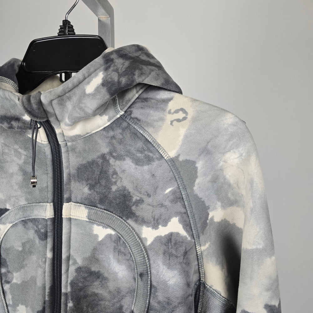 Lululemon Gray White Tie-Dye Full-Zip Hoodie - Size 6