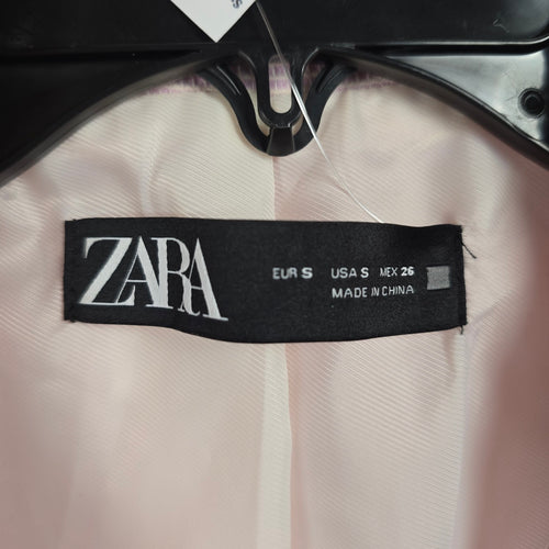 Zara Pink Textured Cropped Blazer - Size S