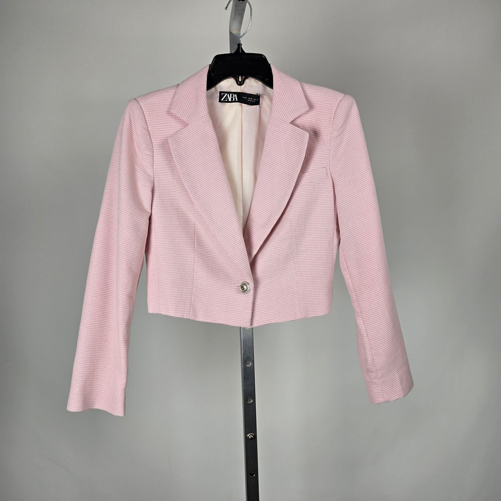 Zara Pink Textured Cropped Blazer - Size S