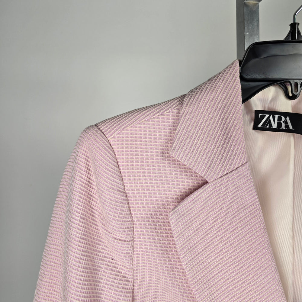 Zara Pink Textured Cropped Blazer - Size S