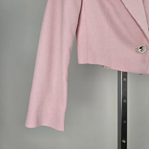 Zara Pink Textured Cropped Blazer - Size S