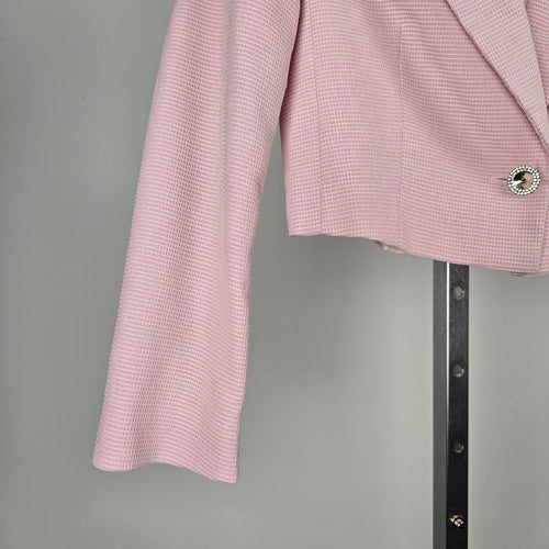 Zara Pink Textured Cropped Blazer - Size S